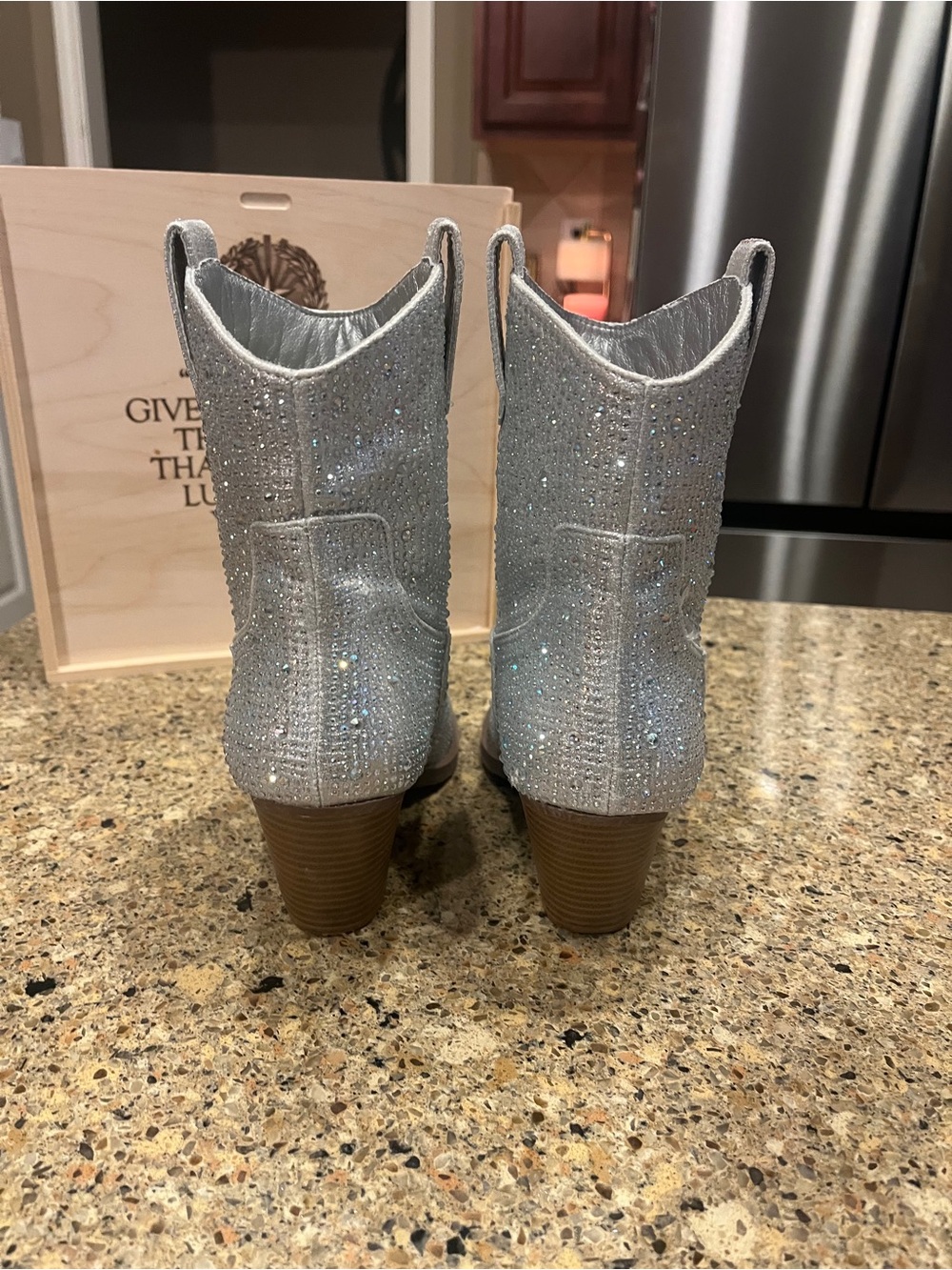Sparkly Silver Rhinestone Cowboy Boots - Picture 4 of 7